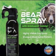 GRIZGuard 30 Feet BEAR Deterrent Repellent Spray 7. 9 oz GLOW CAP CAMPING HIKING