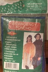 EMERGENCY BLUE HOODED RAIN PONCHO 52”X80”-ONE SIZE FITS MOST-100% WATERPROOF-NEW