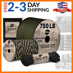 Paracord Rope 750 lb – 1000ft / 200ft / 120ft / 100ft / 50ft – String Parachu…