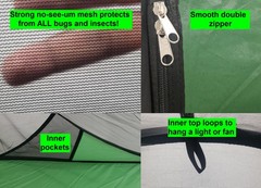 Bug Tent for One Person (Instant Pop up, Strong No-See-um Mesh, Poly Floor)