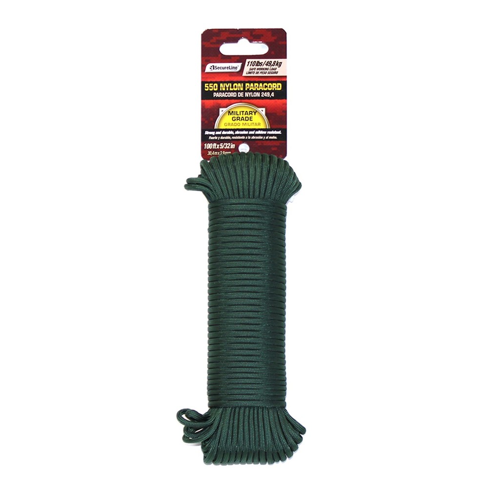 SecureLine 5/32 in. D X 100 ft. L Green Braided Nylon Paracord (Pack of 6)