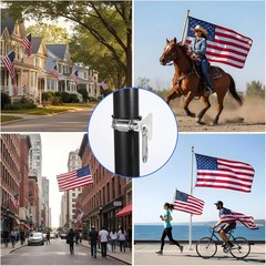 4 Pack Flag Pole Clips to Hold Flag, Adjustable Flag Pole Rings with Carabiner,