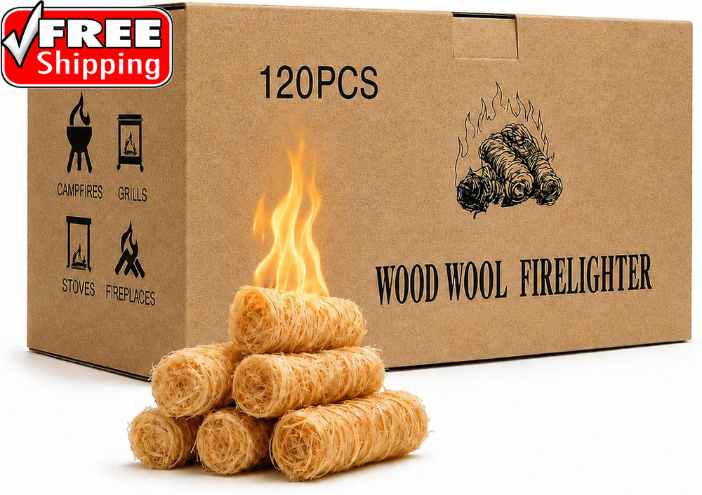 120 PCS Fire Starter – Natural Wax & Sawdust Wood Igniters for Grill, Fireplace,