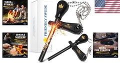 Weatherproof Ferro Rod Fire Starter 2-Pack – 15,000 Strikes for Camping & Hiking