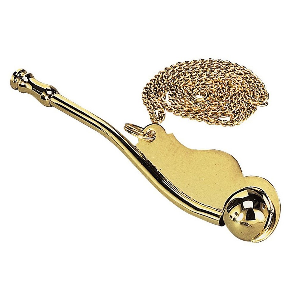 Brass Boatman’s Whistle & Chain Bosun’s Call Boatswain Pipe Navy Marine Ship