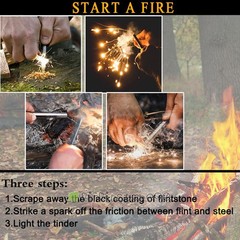Ferro Rod Fire Starter Survival FireSteel w/lanyard &striker/scraper EDC-US Ship
