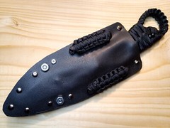 Survival Knife Reversible ABS Sheath Fire Starter Matching Keychain Zipper Tag