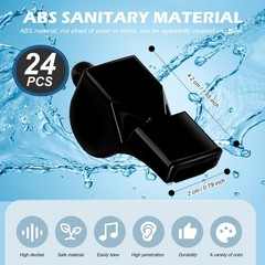 Whistle, 24 Pcs Black Professional Sport Whistle Set with Lanyard – Loud Pea-…