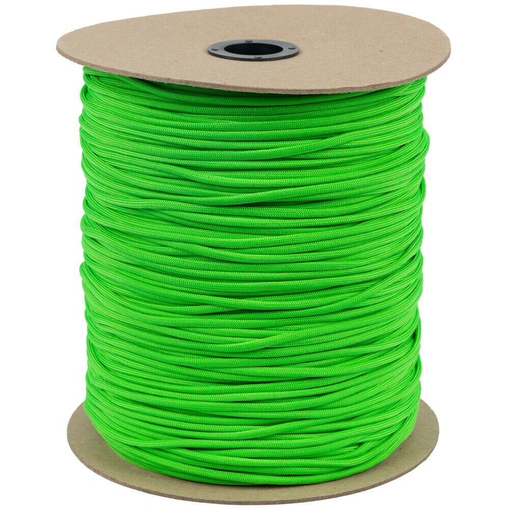 Parachute Cord Neon Green 550lb 7 strand 1000 feet spool Made In USA