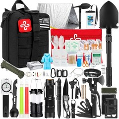 Survival Kit, 250Pcs Gear First Aid Kit with Molle Large, A-Black