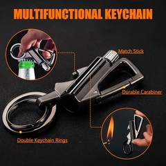 2 Pack Permanent Match Infinity Lighter, Multitool Keychain Bottle Silver*black