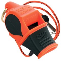 CMGT Whistles Sonik Blast by, with Cord – Multicolor, Orange/Black