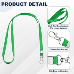 10Pcs 16.9″ Polyester Flat Lanyard with Lobster Clasp for Office, Green