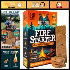 160 Fire Starter Cubes – Natural Waterproof Firestarter Squares for BBQ, Firepla