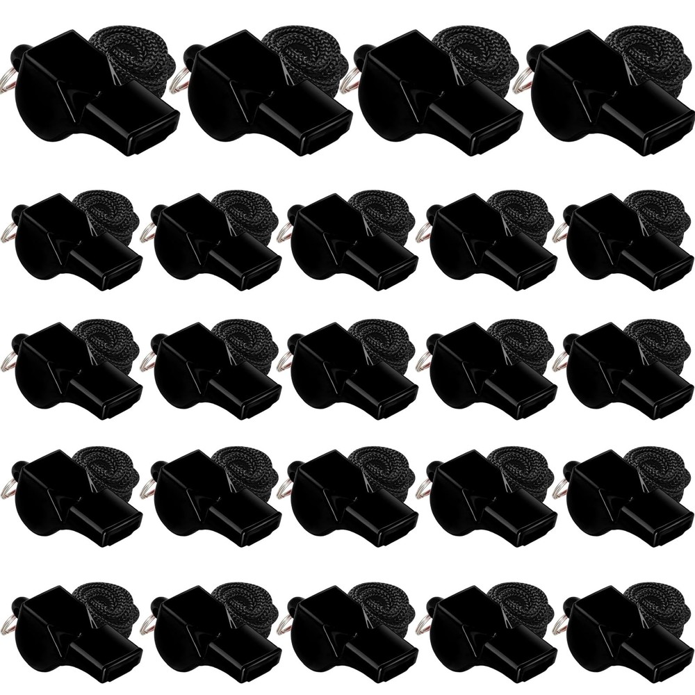 Whistle, 24 Pcs Black Professional Sport Whistle Set with Lanyard – Loud Pea-…