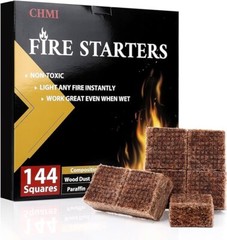 Fire Starter Mini Squares 144 Easy-Burning Fire Starters Waterproof Non-Toxic