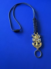 USN E9 MCPO Gold/Silver Anchor with Navy Blue Paracord Neck Lanyard
