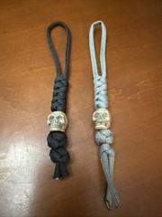 2pk Paracord Combo Knife Lanyard Black & Grey with Skull