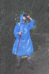 Emergency Hooded Rain Poncho Blue Poncho 61″ x 65″- One Size Fits Most
