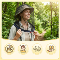 Mosquito Head Net, Bug Net for Head with Ultra-Fine Mesh, Bug Head Net Outdoo…