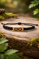 Infinity Paracord Bracelet – Handmade Wood Bead Hiking Camping Jewelry