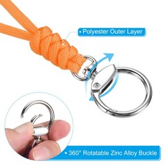 2pcs 5″ Paracord Lanyard with Clasp Wrist Cord Badge Holder Strap, Orange