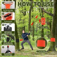15L Bear Bags for Food Backpacking, Waterproof Bear Bag Hanging Kit, Orange