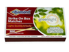 Diamond Greenlight FSC Certified 100% Wood Large Kitchen Matches, 300 ct/pack