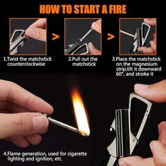 2 Pack Permanent Match Infinity Lighter, Multitool Keychain Bottle Silver*black