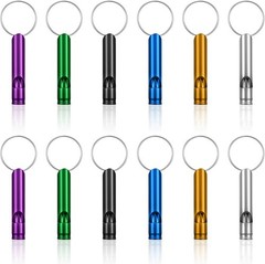 12 Pack Emergency Whistle Key-chain Aluminum Extra Loud Safety Whistles 6 Colors