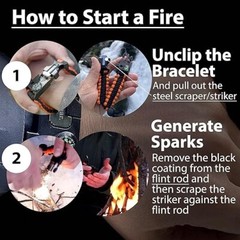 «aZengear Paracord Survival Bracelet (2 Pack) | Flint Steel Fire Starter, Whis..