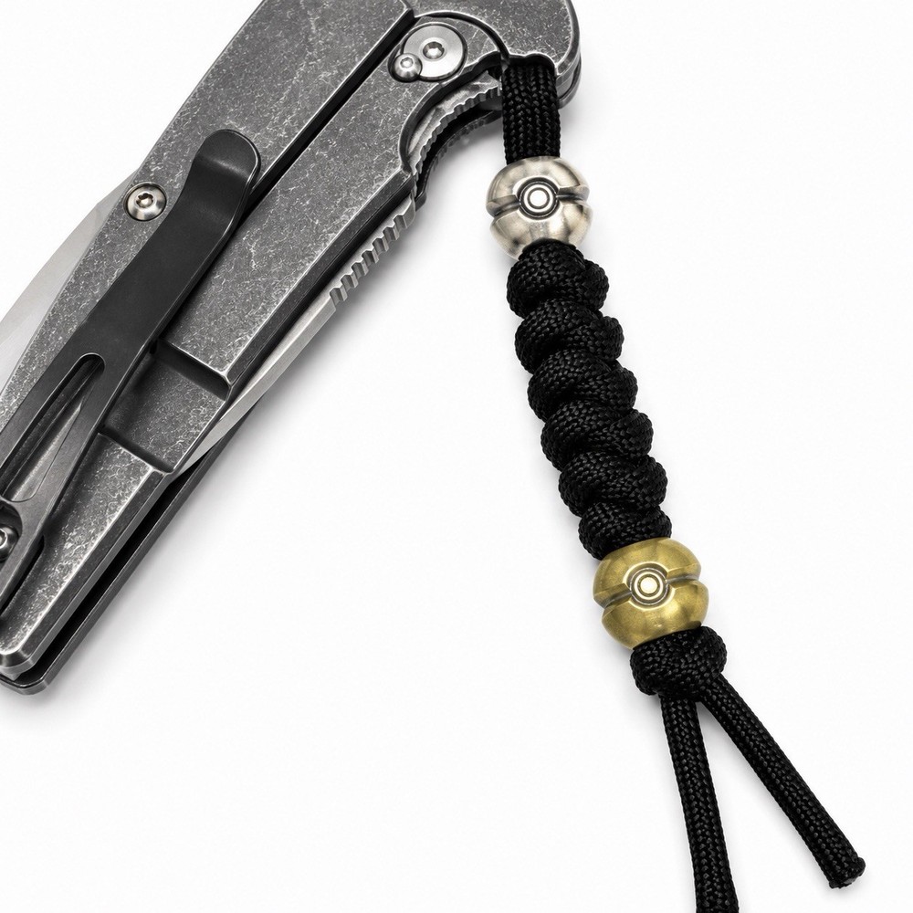 Dual Vintage Copper Ball Style Beads 550 Paracord EDC Knife Lanyard Fob