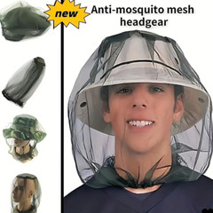2x Anti-Mosquito Bug Bee Insect Head Net Hat Cap Sun Protection Fishing Hiking