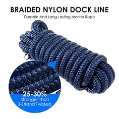 Dock Lines, 4pcs Boat Dock Lines 1/2” X 20’, 12” Eyelet Double-Braided Boat