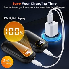 Rechargeable Hand Warmers w/ Flashlight, 17Hrs, Dual-Side, 4 Levels