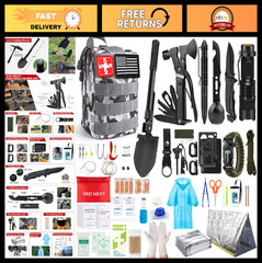 Emergency Survival Kit 251 Pcs Gear | First Aid Supplies, Camping & Hiking Essen