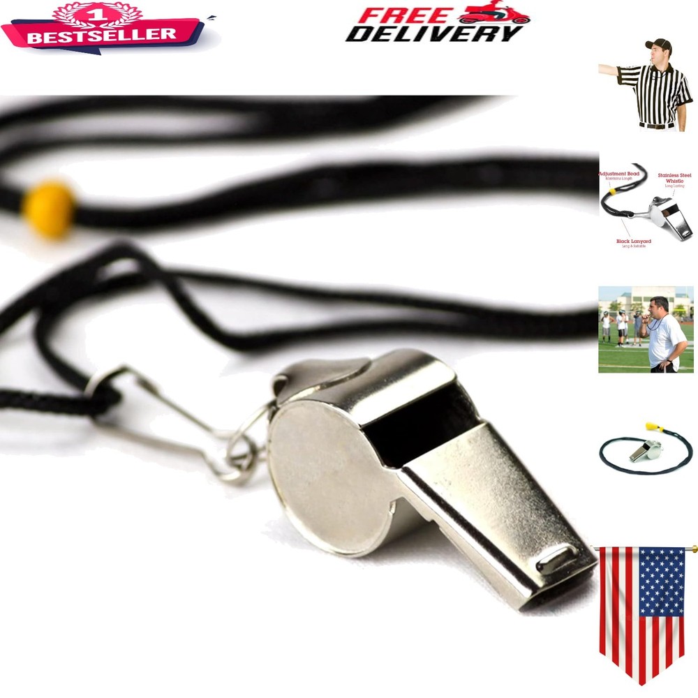 Lightweight Coaching Whistle in Stainless Steel with Lanyard for Effortless Use