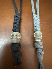 2pk Paracord Combo Knife Lanyard Black & Grey with Skull