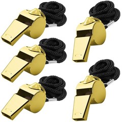 5 Packs Stainless Steel Whistle, Loud Metal Whistle with Lanyard for Referees…