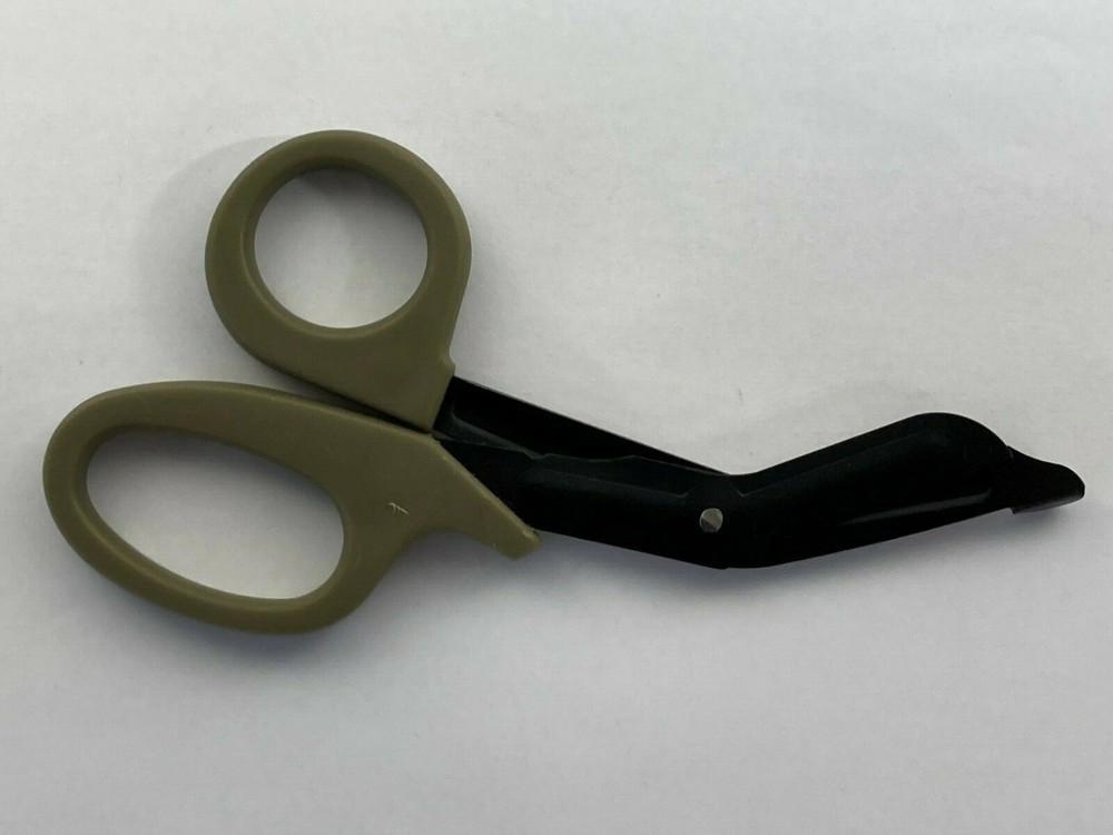 EDC 1st Aid Rescue Scissors Stainless Steel Serrated Cutting Edges Green Handle