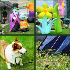Qumenan 48 Pieces Plastic Inflatable Stakes Set Tent black