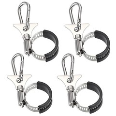 OwnMy Set of 4 Adjustable Flagpole Clips with Carabiner Boat Flag Clips Metal