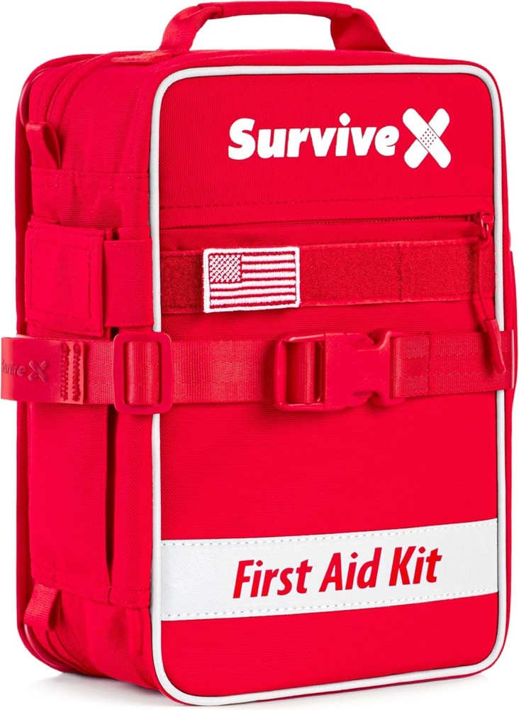 Large-Capacity First Aid Kit with Zippered Wound Closure Dressings