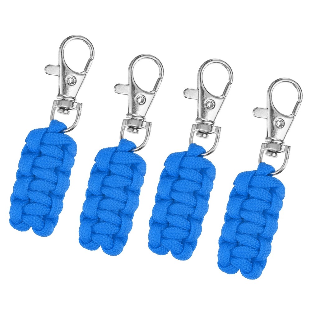 4pcs Paracord Zipper Pulls, Paracord Lanyard Keychain, Blue