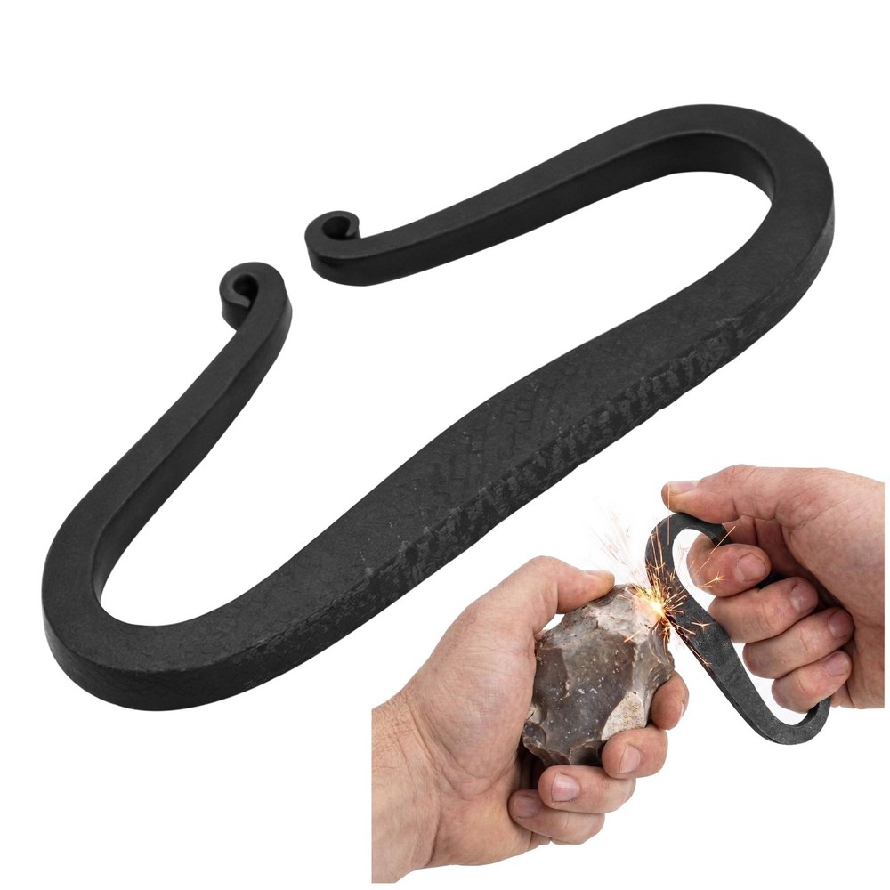 Flint Fire Striker Hand Forged Carbon Steel – Medieval Bushcraft Fire Starter…