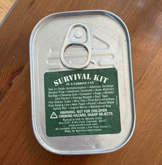 Whistle Creek Survival Kit Sardine Can Tin, Metal, Compass Mirror