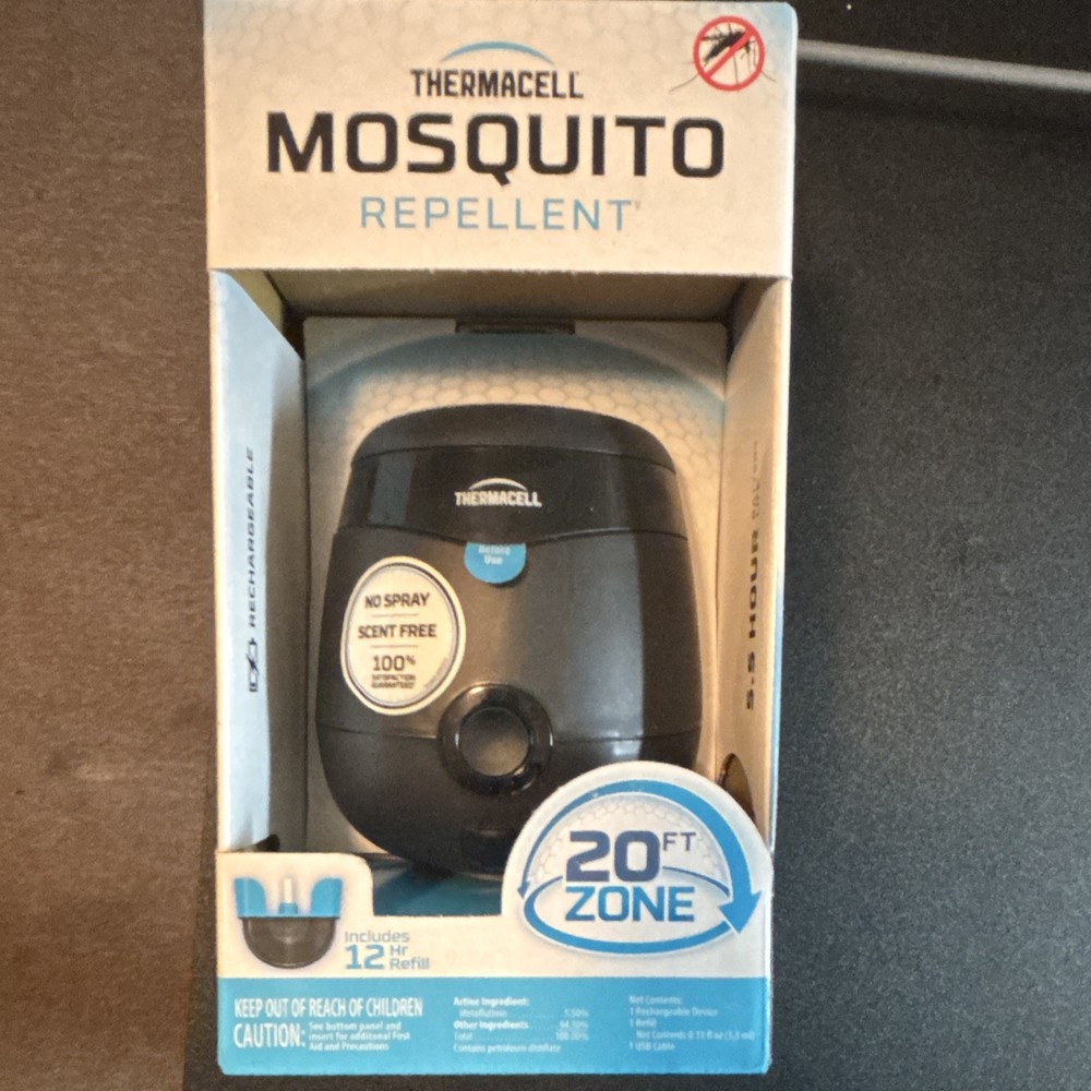 Thermacell E55 Rechargeable Mosquito Repellent, Black 20 ft Zone w/12 Hr Refill