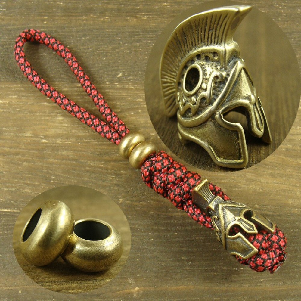 Brass “Helmet” knife Lanyard Bead Paracord beads crafted for EDC gear XLH036