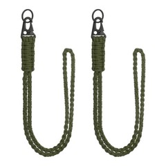 Paracord Lanyard, 550 Heavy Duty Keychain Necklace Lanyard (2 Pack, Army Green)