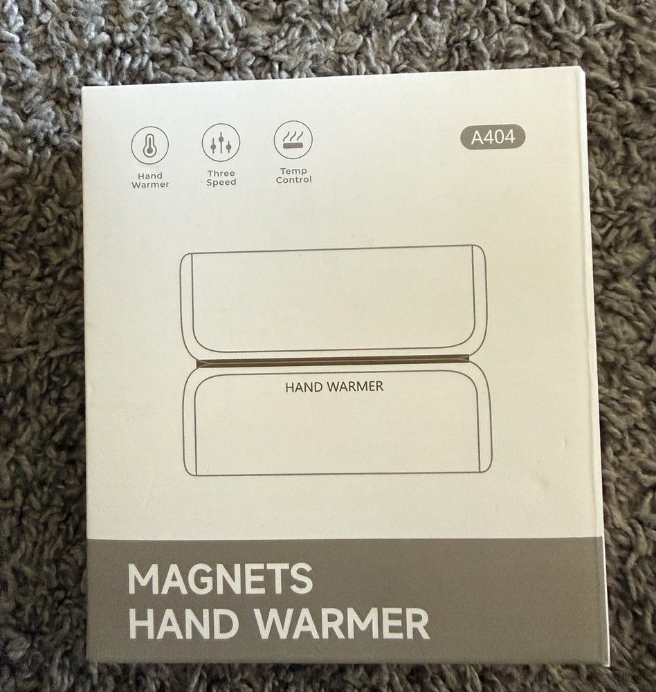 A404 Electric Hand Warmers 2-Pack White 3-Speed Temp Control 8Hr 45-55°C